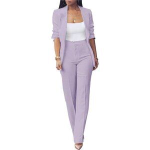 Womens Fall Fashion 2 Piece Blazer Sets Open Front Blazers and Slim